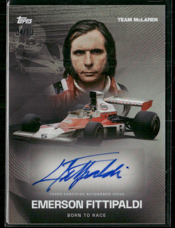 Topps Team McLaren Racing Emerson Fittipaldi Born to Race Autogramm /10